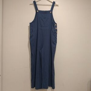 Linen And Cotton Blue Overalls with Coconut Buttons Beachwood Baby Inspired